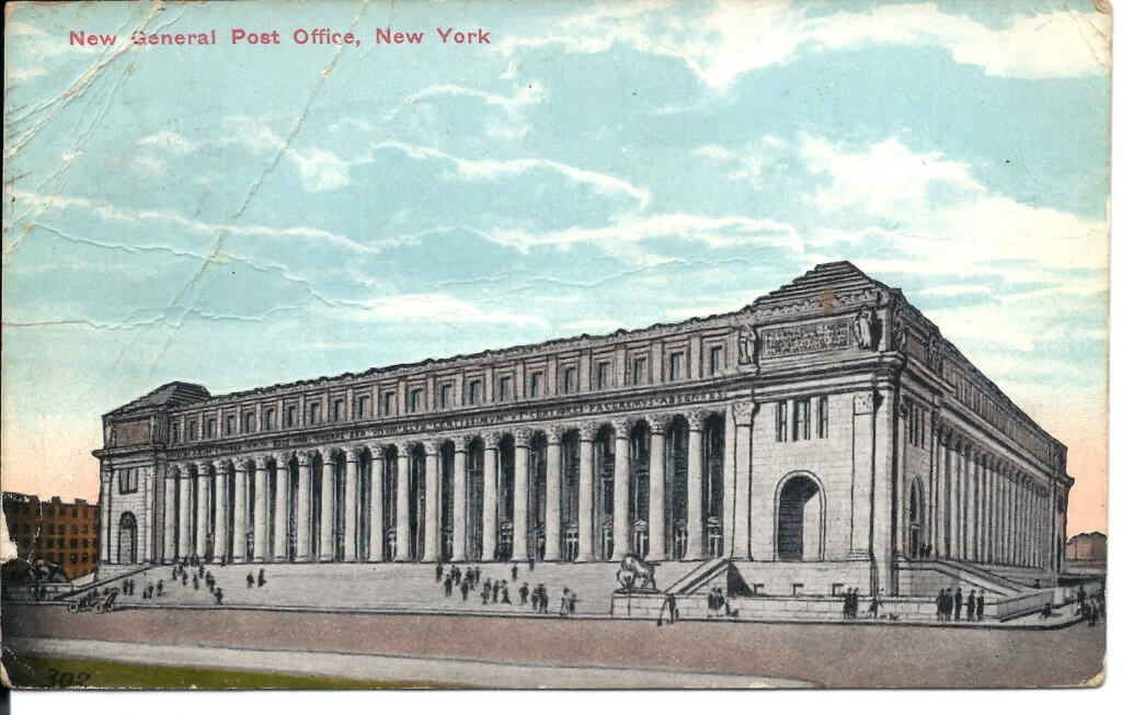 Postcard with caption "New General Post Office, New York"