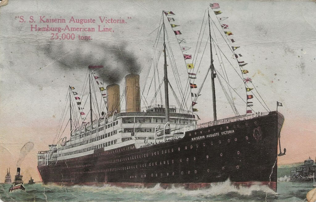 Postcard photo of the S.S. Kaiserin Auguste Victoria